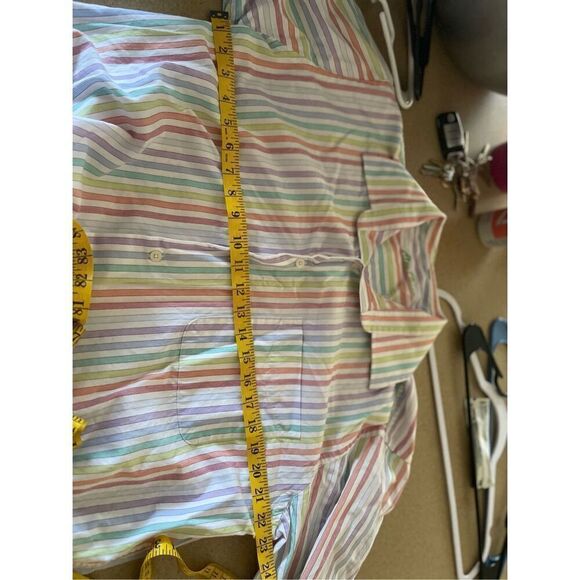 Alan Flusser Mens Multi Color Stripes Buttons Up Long Sleeve Shirt Size L - Picture 8 of 10